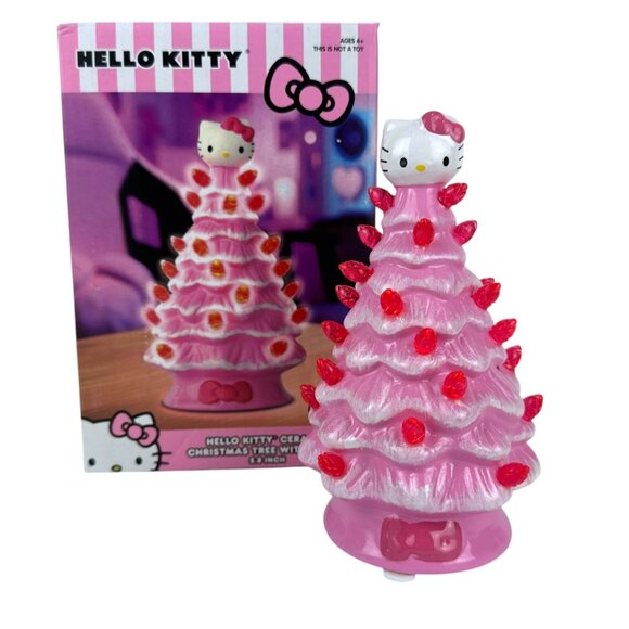 Hello Kitty Ceramic Pink Christmas Tree With Lights NEW with Light Cute - Picture 11 of 12